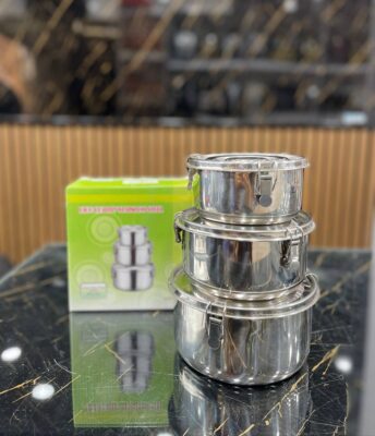 ظرف غذای 3 تکه استیل قفل دار💥