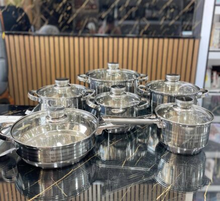 سرویس قابلمه ۱۲ پارچه استیل BERGHOME LINE